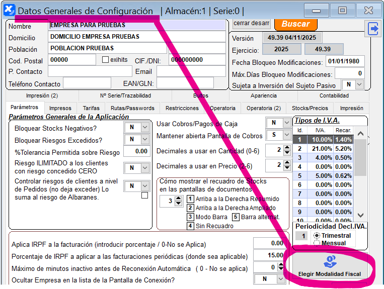 Modalidades fiscales en XgestEvo