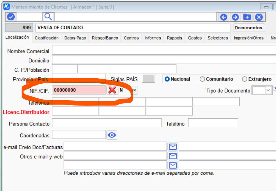 Serie de facturas simplificadas