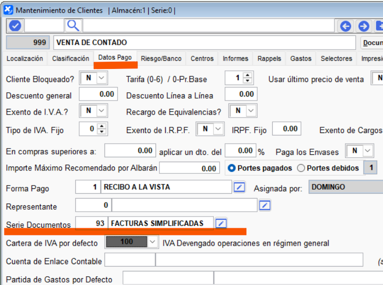 Serie de facturas simplificadas